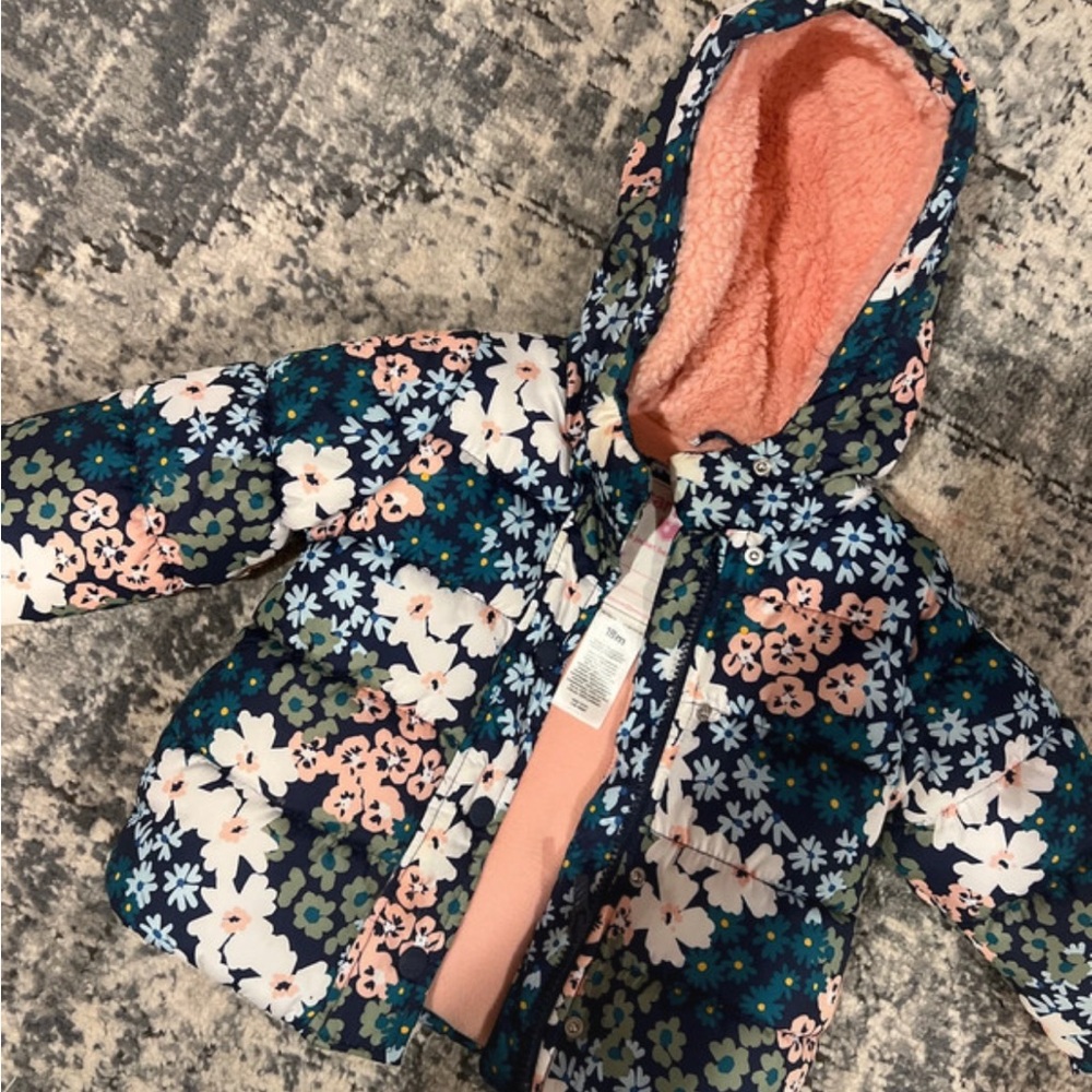 Carter's Floral Puffer Jacket - Navy, Pink, Green